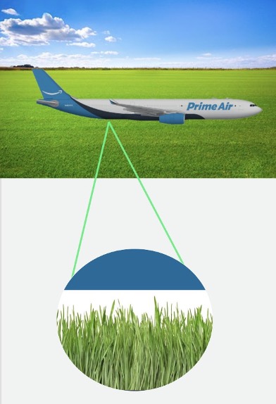 Plane flying over grass